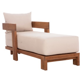 CHAISE LOUNGE WITH CUSHIONS SERIES KIOTO FK6385 TEAK WOOD IN NATURAL 165x70x64Hcm.