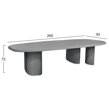 DINING TABLE OVAL GLEN FK6598.01 FIBER CEMENT IN GREY 260x95x75Hcm DINING TABLE OVAL GLEN FK6598.01 FIBER CEMENT IN GREY 260x95x75Hcm