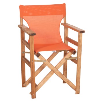 DIRECTOR'S CHAIR LIMNOS FK11764.02 IN NATURAL COLOR AND ORANGE TEXTILENE 57x54x88.5Hcm.