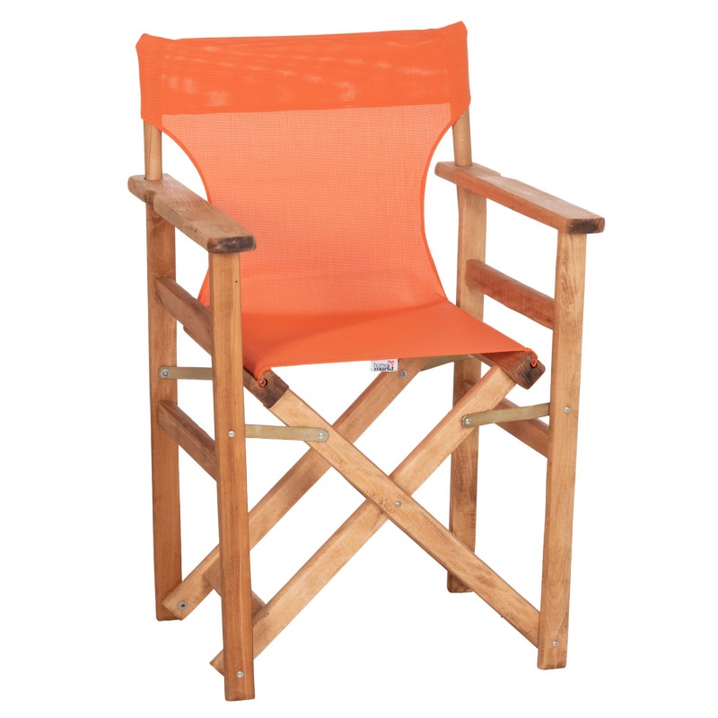 DIRECTOR'S CHAIR LIMNOS FK11764.02 IN NATURAL COLOR AND ORANGE TEXTILENE 57x54x88.5Hcm. DIRECTOR'S CHAIR LIMNOS FK11764.02 IN NATURAL COLOR AND ORANGE TEXTILENE 57x54x88.5Hcm.
