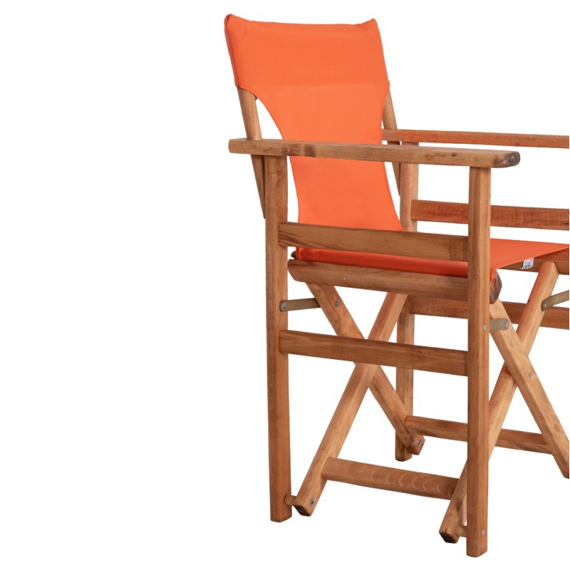 DIRECTOR'S CHAIR LIMNOS FK11764.02 IN NATURAL COLOR AND ORANGE TEXTILENE 57x54x88.5Hcm. DIRECTOR'S CHAIR LIMNOS FK11764.02 IN NATURAL COLOR AND ORANGE TEXTILENE 57x54x88.5Hcm.