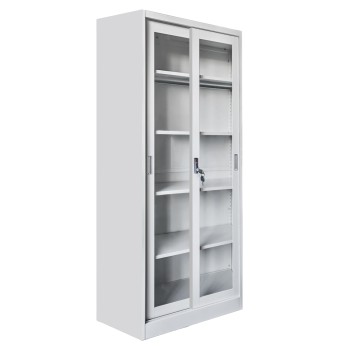 BOOKCASE WITH SLIDING DOORS SIDER FK6632.02 METAL IN WHITE 90x40x185Hcm