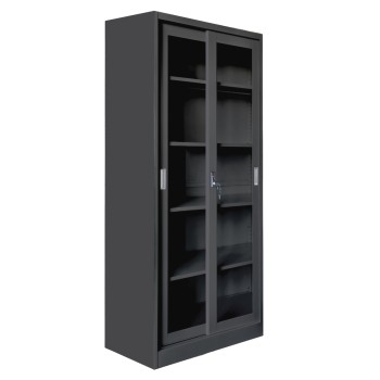 BOOKCASE WITH SLIDING DOORS SIDER FK6632.01 METAL IN BLACK 90x40x185Hcm