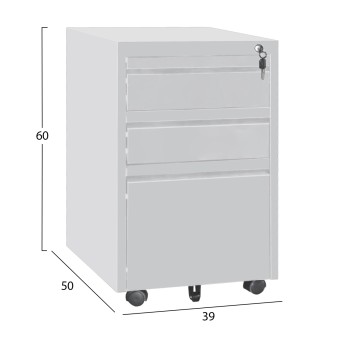OFFICE CHEST OF DRAWERS SIDER FK6635.02 METAL IN WHITE--3 DRAWERS WITH LOCK 39x50x60Hcm. OFFICE CHEST OF DRAWERS SIDER FK6635.02 METAL IN WHITE--3 DRAWERS WITH LOCK 39x50x60Hcm.