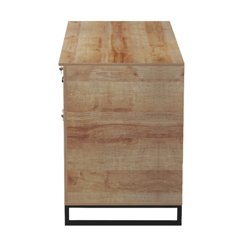 OFFICE DESK WITH DRAWER & CABINET ACCON FK18383.01 BLACK METAL LEGS--MELAMINE IN OAK 120x55x75Hcm. OFFICE DESK WITH DRAWER & CABINET ACCON FK18383.01 BLACK METAL LEGS--MELAMINE IN OAK 120x55x75Hcm.