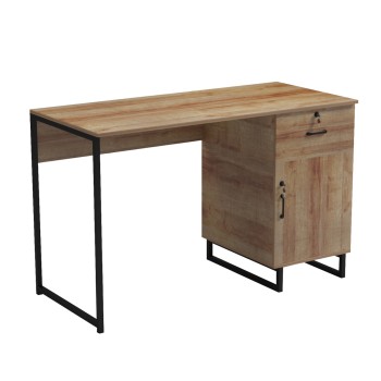 OFFICE DESK WITH DRAWER & CABINET ACCON FK18383.01 BLACK METAL LEGS--MELAMINE IN OAK 120x55x75Hcm.