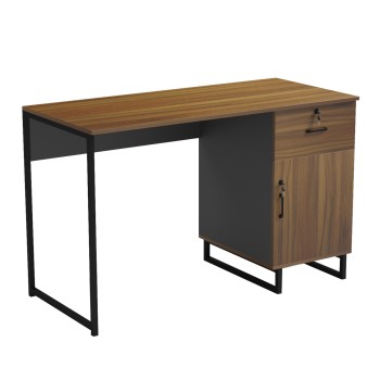 OFFICE DESK WITH DRAWER & CABINET ACCON FK18383.03 MELAMINE IN WALNUT/GREY 120x55x75Hcm.