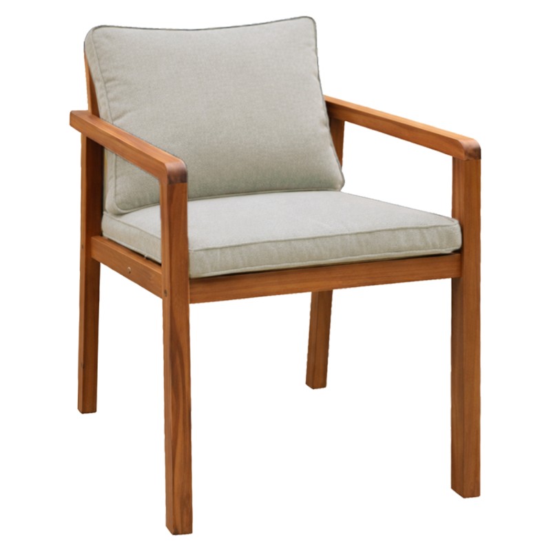 OUTDOOR DINING CHAIR BRUNEL FK6518 ACACIA WOOD IN NATURAL--CUSHIONS IN LIGHT BEIGE 57x63.5x83Hcm OUTDOOR DINING CHAIR BRUNEL FK6518 ACACIA WOOD IN NATURAL--CUSHIONS IN LIGHT BEIGE 57x63.5x83Hcm