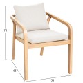 OUTDOOR DINING CHAIR KROLL FK6525 ACACIA WOOD IN NATURAL--CUSHIONS IN LIGHT BEIGE 58x65x75Hcm OUTDOOR DINING CHAIR KROLL FK6525 ACACIA WOOD IN NATURAL--CUSHIONS IN LIGHT BEIGE 58x65x75Hcm