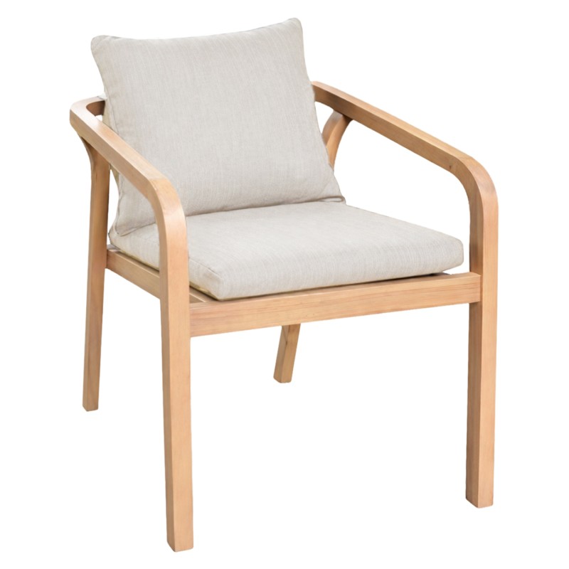 OUTDOOR DINING CHAIR KROLL FK6525 ACACIA WOOD IN NATURAL--CUSHIONS IN LIGHT BEIGE 58x65x75Hcm OUTDOOR DINING CHAIR KROLL FK6525 ACACIA WOOD IN NATURAL--CUSHIONS IN LIGHT BEIGE 58x65x75Hcm