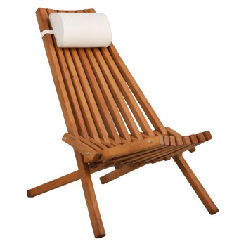 LOUNGE CHAIR WITH HEAD CUSHION FOLDING SHIGAN FK6530 ACACIA WOOD 88x59x82.5Hcm.