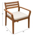 OUTDOOR DINING CHAIR STACKER FK6543 ACACIA WOOD IN NATURAL--CUSHION IN LIGHT GREY 54x61x85Hcm OUTDOOR DINING CHAIR STACKER FK6543 ACACIA WOOD IN NATURAL--CUSHION IN LIGHT GREY 54x61x85Hcm
