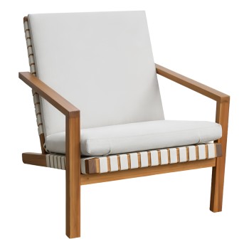 LOUNGE CHAIR DAME FK6531 ACACIA WOOD IN NATURAL--CUSHIONS IN LIGHT BEIGE 89x64x76Hcm.