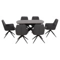 DINING SET 7PCS VANTA FK21356 EXTENDABLE CERAMIC TOP--FABRIC & PU IN GREY DINING SET 7PCS VANTA FK21356 EXTENDABLE CERAMIC TOP--FABRIC & PU IN GREY