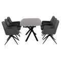 DINING SET 7PCS VANTA FK21356 EXTENDABLE CERAMIC TOP--FABRIC & PU IN GREY DINING SET 7PCS VANTA FK21356 EXTENDABLE CERAMIC TOP--FABRIC & PU IN GREY