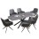 DINING SET 7PCS VANTA FK21356 EXTENDABLE CERAMIC TOP--FABRIC & PU IN GREY