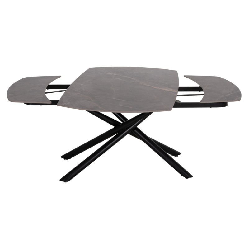 DINING SET 7PCS VANTA FK21356 EXTENDABLE CERAMIC TOP--FABRIC & PU IN GREY DINING SET 7PCS VANTA FK21356 EXTENDABLE CERAMIC TOP--FABRIC & PU IN GREY