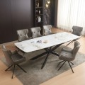DINING SET 7PCS AIRA FK21358 EXTENDABLE CERAMIC TOP--PU IN GREY DINING SET 7PCS AIRA FK21358 EXTENDABLE CERAMIC TOP--PU IN GREY