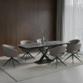 DINING SET 7PCS HOKU FK21357 EXTENDABLE GREY CERAMIC TOP--PU IN GREY DINING SET 7PCS HOKU FK21357 EXTENDABLE GREY CERAMIC TOP--PU IN GREY