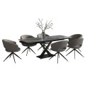 DINING SET 7PCS HOKU FK21357 EXTENDABLE GREY CERAMIC TOP--PU IN GREY DINING SET 7PCS HOKU FK21357 EXTENDABLE GREY CERAMIC TOP--PU IN GREY