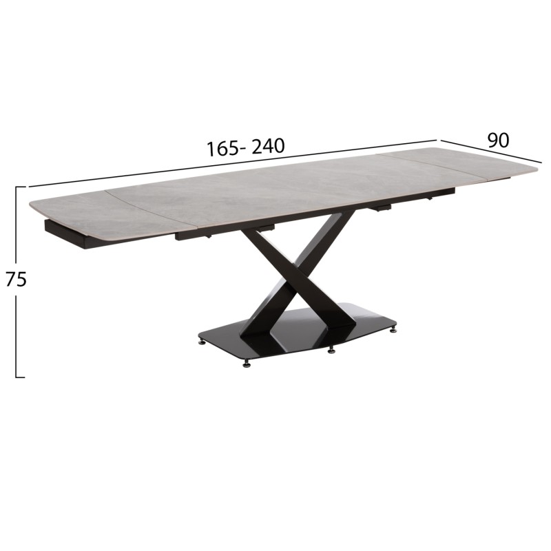 DINING SET 7PCS HOKU FK21357 EXTENDABLE GREY CERAMIC TOP--PU IN GREY DINING SET 7PCS HOKU FK21357 EXTENDABLE GREY CERAMIC TOP--PU IN GREY