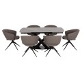 DINING SET 7PCS HOKU FK21357 EXTENDABLE GREY CERAMIC TOP--PU IN GREY DINING SET 7PCS HOKU FK21357 EXTENDABLE GREY CERAMIC TOP--PU IN GREY