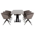 DINING SET 7PCS HOKU FK21357 EXTENDABLE GREY CERAMIC TOP--PU IN GREY DINING SET 7PCS HOKU FK21357 EXTENDABLE GREY CERAMIC TOP--PU IN GREY