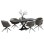 DINING SET 7PCS HOKU FK21357 EXTENDABLE GREY CERAMIC TOP--PU IN GREY