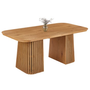 EXTENDABLE DINING TABLE VERLO FK18436 MDF IN NATURAL WOOD COLOR 120/150/180x90x75Hcm.