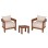 LOUNGE SET KIOTO FK10960 COFFEE TABLE & 2 LOUNGE ARMCHAIRS--TEAK WOOD-BEIGE CUSHIONS