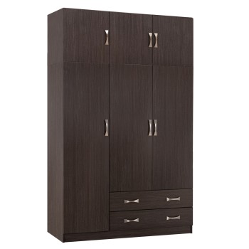 WARDROBE 3-LEAF WITH LOFT CARLY FK10891.01 MELAMINE IN ZEBRANO 150x55x240Hcm