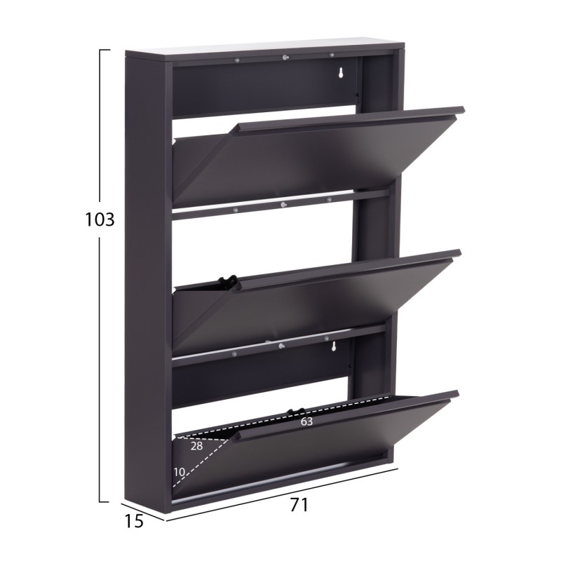 SHOE CABINET STARK FK6633.03 METAL IN ANTHRACITE--3 MAGNETIC DOORS 71x15x103Hcm. SHOE CABINET STARK FK6633.03 METAL IN ANTHRACITE--3 MAGNETIC DOORS 71x15x103Hcm.