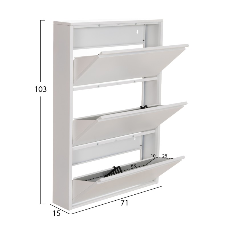 SHOE CABINET STARK FK6633.02 METAL IN WHITE--3 MAGNETIC DOORS 71x15x103Hcm. SHOE CABINET STARK FK6633.02 METAL IN WHITE--3 MAGNETIC DOORS 71x15x103Hcm.
