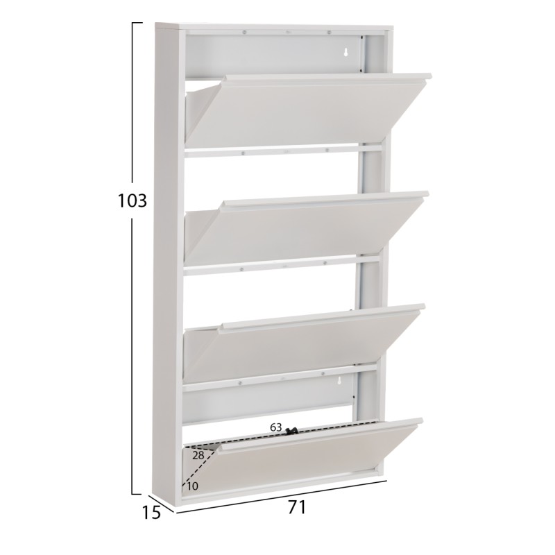 SHOE CABINET STARK FK6634.02 METAL IN WHITE--4 MAGNETIC DOORS 71x15x137Hcm. SHOE CABINET STARK FK6634.02 METAL IN WHITE--4 MAGNETIC DOORS 71x15x137Hcm.