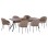DINING SET 7PCS MANDY FK10957.03 MDF TOP--FABRIC IN TAUPE & BLACK METAL LEGS