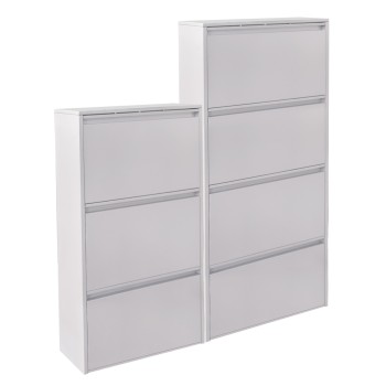 SET 2 SHOE CABINETS STARK FK10994.02 METAL IN WHITE--3+4 MAGNETIC DOORS