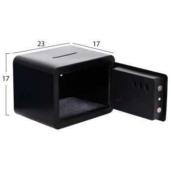 SAFE MINI (STRONGBOX) WITH KEY LOCK AND NUMBER COMBINATION TALIS FK6640 STEEL IN BLACK 23x17x17Hcm. SAFE MINI (STRONGBOX) WITH KEY LOCK AND NUMBER COMBINATION TALIS FK6640 STEEL IN BLACK 23x17x17Hcm.
