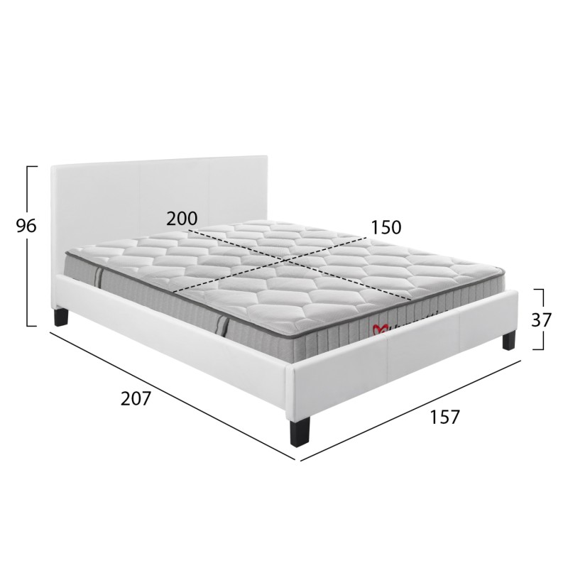 BED WITH MATTRESS BECCA FK10760.01 WHITE PU--FOR MATTRESS 150x200cm BED WITH MATTRESS BECCA FK10760.01 WHITE PU--FOR MATTRESS 150x200cm