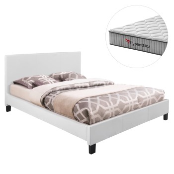 BED WITH MATTRESS BECCA FK10760.01 WHITE PU--FOR MATTRESS 150x200cm