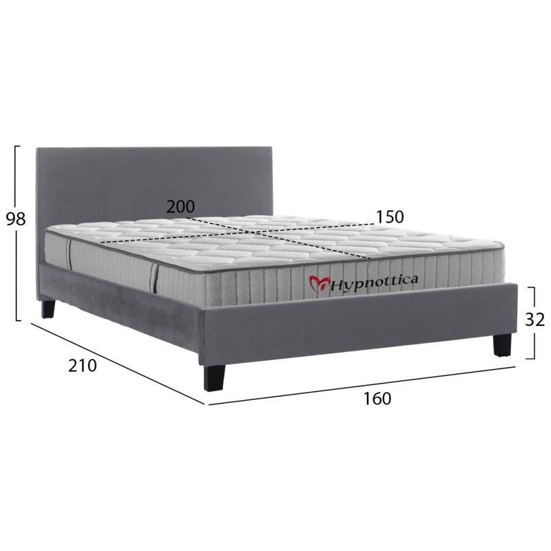 BED WITH MATTRESS BECCA FK10760.02 GREY FABRIC--FOR MATTRESS 150x200cm BED WITH MATTRESS BECCA FK10760.02 GREY FABRIC--FOR MATTRESS 150x200cm