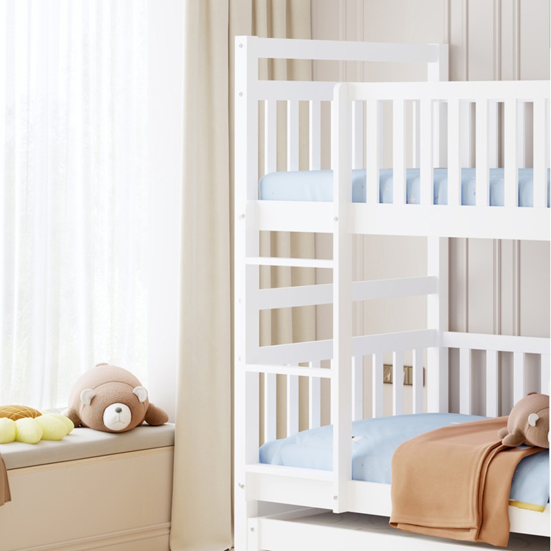 KIDS' BUNK BED WITH MATTRESSES & DRAWERS TRIPLON FK10996 PINE WOOD IN WHITE 207x97x168Hcm. KIDS' BUNK BED WITH MATTRESSES & DRAWERS TRIPLON FK10996 PINE WOOD IN WHITE 207x97x168Hcm.
