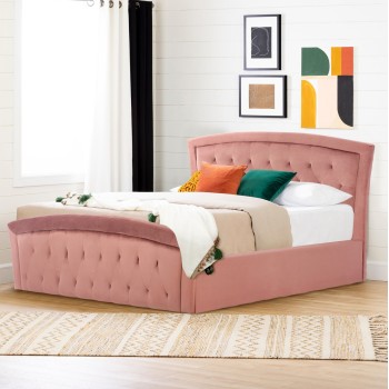 BED WITH MATTRESS & STORAGE SPACE ODELIA FK10766.02 DUSTY PINK VELVET--FOR 160x200cm. BED WITH MATTRESS & STORAGE SPACE ODELIA FK10766.02 DUSTY PINK VELVET--FOR 160x200cm.