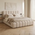 DOUBLE BED MARIUS FK759.03 BEIGE CHENILLE FABRIC--FOR MATTRESS 160x200cm. DOUBLE BED MARIUS FK759.03 BEIGE CHENILLE FABRIC--FOR MATTRESS 160x200cm.