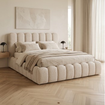 DOUBLE BED MARIUS FK759.03 BEIGE CHENILLE FABRIC--FOR MATTRESS 160x200cm. DOUBLE BED MARIUS FK759.03 BEIGE CHENILLE FABRIC--FOR MATTRESS 160x200cm.