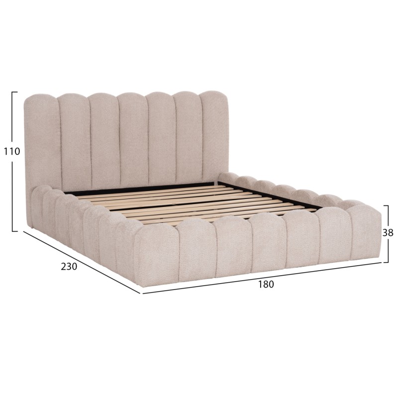 DOUBLE BED MARIUS FK759.03 BEIGE CHENILLE FABRIC--FOR MATTRESS 160x200cm. DOUBLE BED MARIUS FK759.03 BEIGE CHENILLE FABRIC--FOR MATTRESS 160x200cm.