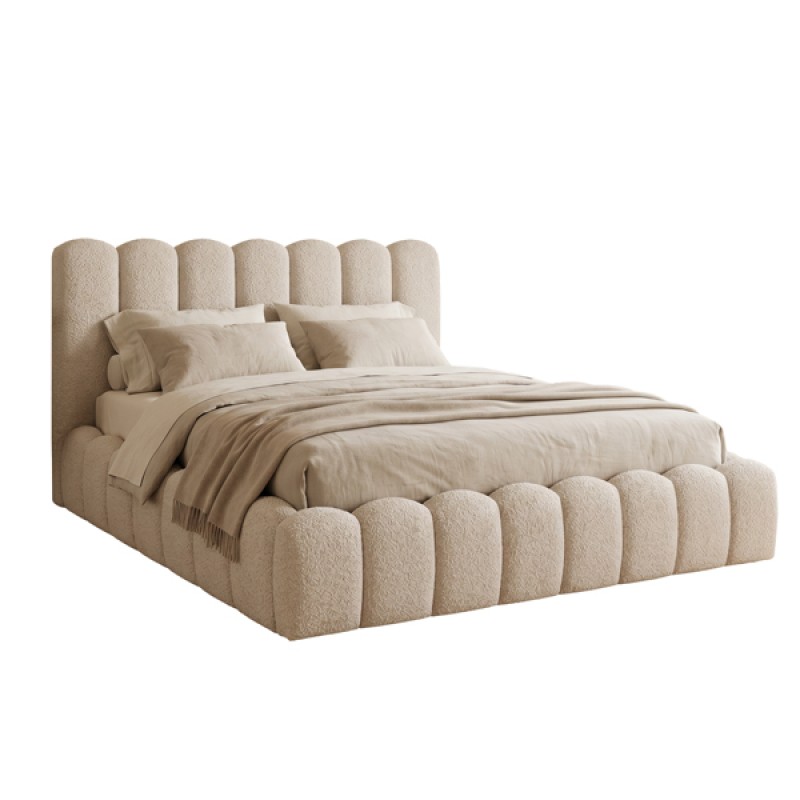 DOUBLE BED MARIUS FK759.03 BEIGE CHENILLE FABRIC--FOR MATTRESS 160x200cm. DOUBLE BED MARIUS FK759.03 BEIGE CHENILLE FABRIC--FOR MATTRESS 160x200cm.