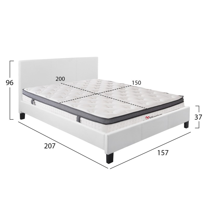 BED WITH MATTRESS BECCA FK10803.01 WHITE PU--FOR MATTRESS 150x200cm BED WITH MATTRESS BECCA FK10803.01 WHITE PU--FOR MATTRESS 150x200cm