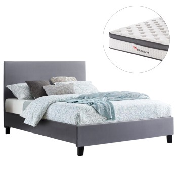 BED WITH MATTRESS BECCA FK10803.11 GREY FABRIC--FOR MATTRESS 150x200cm