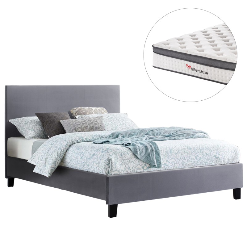 BED WITH MATTRESS BECCA FK10803.11 GREY FABRIC--FOR MATTRESS 150x200cm BED WITH MATTRESS BECCA FK10803.11 GREY FABRIC--FOR MATTRESS 150x200cm
