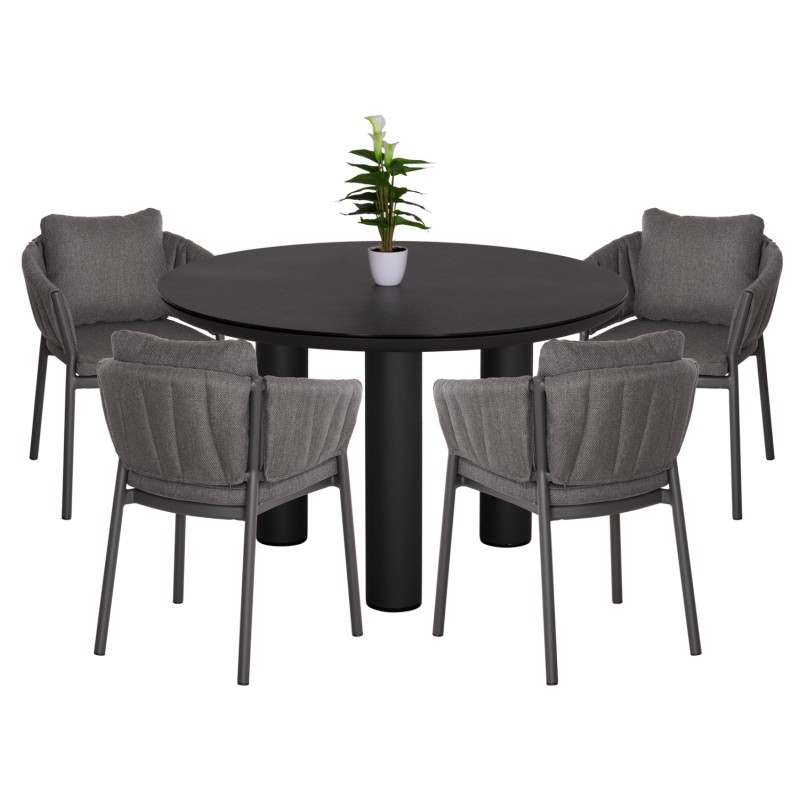 OUTDOOR DINING SET 5PCS SHANKS FK11002.01 ALUMINUM & OLEFIN CUSHION COVERS---GREY OUTDOOR DINING SET 5PCS SHANKS FK11002.01 ALUMINUM & OLEFIN CUSHION COVERS---GREY